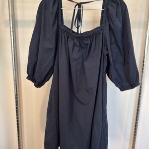 Madewell Square-Neck Puff-Sleeve Mini Dress